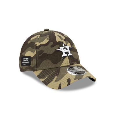 Green Houston Astros Hat - New Era MLB Armed Forces Weekend Stretch Snap 9FORTY Adjustable Caps USA8271904